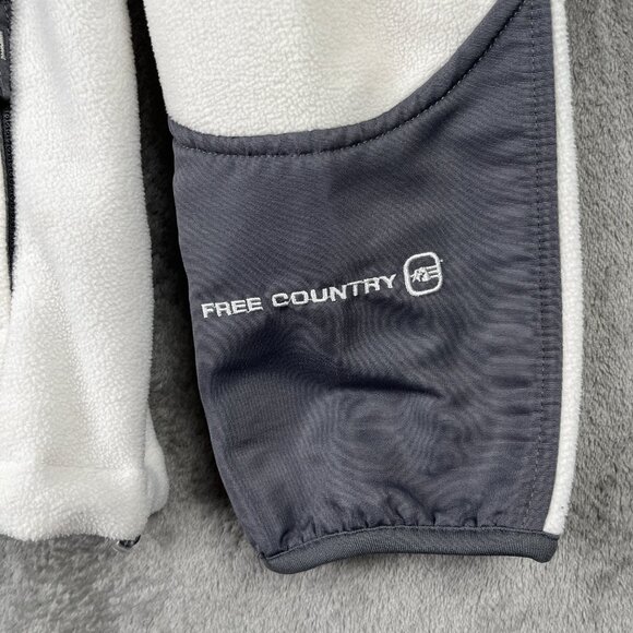Free Country Women’s Medium Ivory Gray Hooded Fleece Softshell Jacket Outdoor - Picture 6 of 12